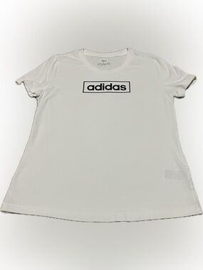 adidas White Tee with Black Box Logo